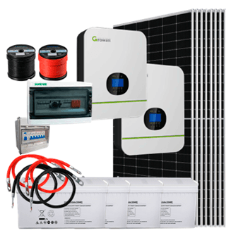 Kit de 4 KWh fase dividida 110/220V con inversores Growatt 3000W 24V conectados en paralelo